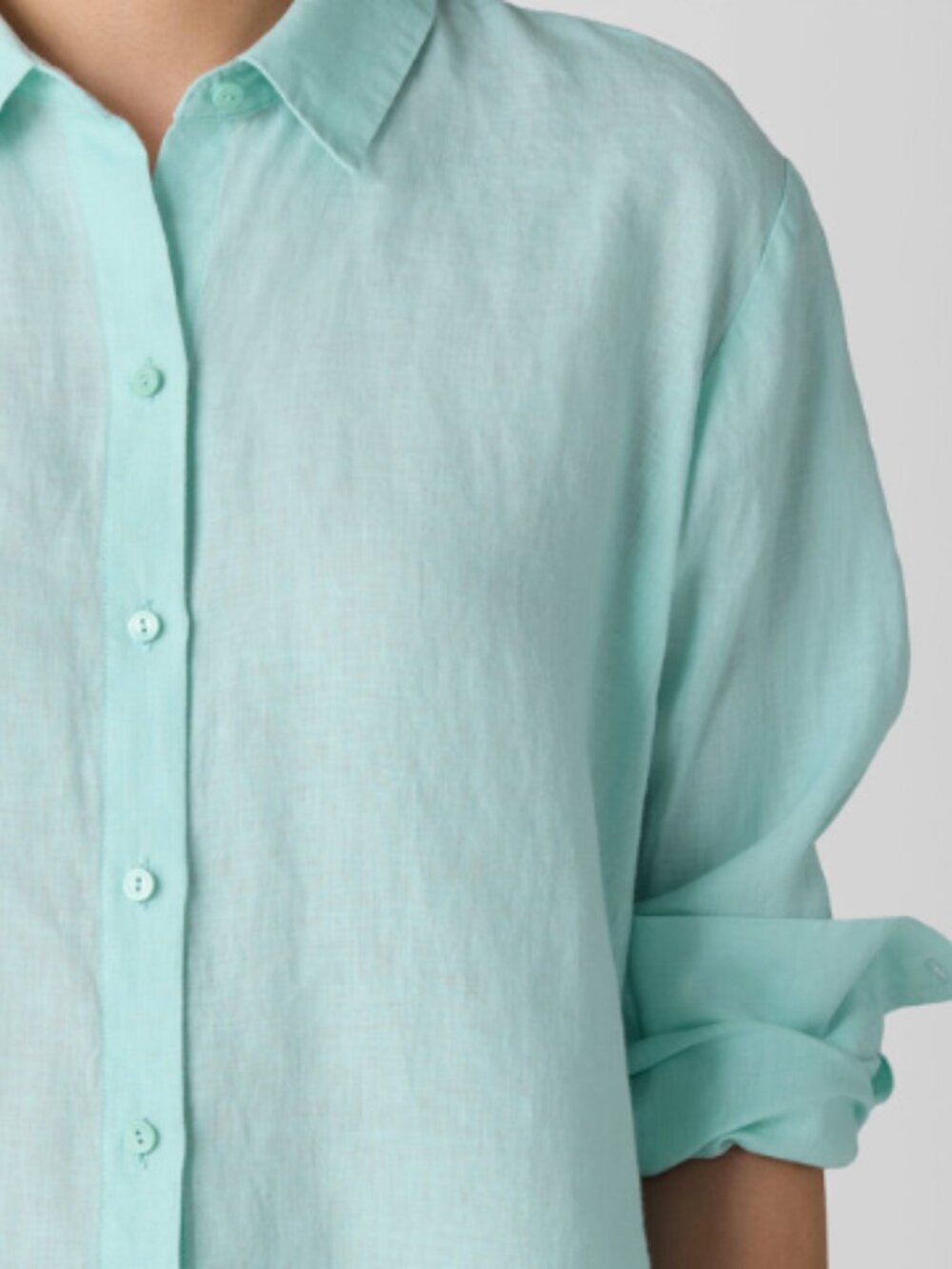 Eileen Fisher Classic Collar Organic Linen Long Button-Up Shirt Size 2X (22/24)